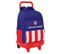 SAFTA | Mochila Grande con Ruedas Atlético de Madrid Compact Extraíble, Lavable, Espalda y Hombreras Acolchadas, Gran Capacidad, Portabotellas, Base Reforzada, Fabricado en España, Medidas 33x22x45 cm