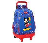 Safta | Mochila Grande con Ruedas Disney Mickey Mouse Today Compact Evolution Extraíble, Lavable, Espalda y Hombreras Acolchadas, Bolsillo Portabotellas, Base Reforzada, Medidas 33x22x45 cm