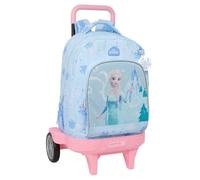 SAFTA | Mochila Grande con Ruedas Frozen Compact Evolution Extraíble, Lavable, Carro con Asa Extraíble y Bloqueo 93 cm, Espalda y Hombreras Acolchadas, Portabotellas, Mochila Niña, Medidas 33x22x45 cm