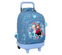 SAFTA | Mochila Grande con Ruedas Frozen Compact Extraíble, Lavable, Espalda y Hombreras Acolchadas, Gran Capacidad, Bolsillo Frontal y Portabotellas, Base Reforzada, Mochila Niña, Medidas 33x22x45 cm