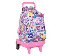 Safta | Mochila Grande con Ruedas Hello Kitty & Friends Compact Evolution Extraíble, Carro 93 cm, Lavable, Gran Capacidad, Espalda y Hombreras Acolchadas, Portabotellas, Medidas 33x22x45 cm