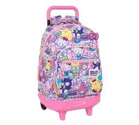 Safta | Mochila Grande con Ruedas Hello Kitty & Friends Compact Extraíble, Mochila Escolar Infantil Lavable, Espalda y Hombreras Acolchadas, Portabotellas, Base Reforzada, Medidas 33x22x45 cm