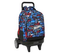 Safta - Mochila Grande con Ruedas Hot Wheels Compact Evolution Extraíble, 93 cm Alto, Carro con Asa Extensible y Bloqueo, Ruedas Ultrasilenciosas Antivibración, Espalda Acolchada, Medidas 33x22x45 cm