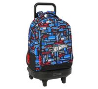 Safta | Mochila Grande con Ruedas Hot Wheels Compact Evolution Extraíble, Lavable, Gran Capacidad, Espalda y Hombreras Acolchadas, Bolsillo Portabotellas, Base Reforzada, Medidas 33x22x45 cm