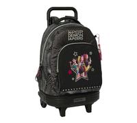 Safta - Mochila Grande con Ruedas K-Pop Demon Hunters Energy Compact Evolution Extraíble, Mochila Escolar Juvenil con Asa Telescópica, Espalda Acolchada, Mochila Niña, Medidas 33x22x45 cm