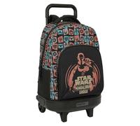 Safta | Mochila Grande con Ruedas Mandalorian & Grogu Compact Evolution Extraíble, Mochila Escolar Juvenil Lavable, Espalda y Hombreras Acolchadas, Portabotellas, Base Reforzada, Medidas 33x22x45 cm