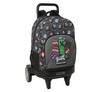 Safta | Mochila Grande con Ruedas Minecraft Graffiti Compact Evolution Extraíble, 93 cm Alto (Carro), Lavable, Gran Capacidad, Espalda y Hombreras Acolchadas, Portabotellas, Medidas 33x22x45 cm