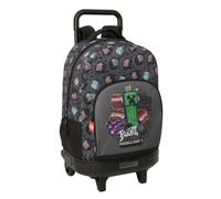 Safta | Mochila Grande con Ruedas Minecraft Graffiti Extraíble, 33x45x22 cm, Carro Integrado, Espalda y Hombreras Acolchadas, Bolsillo Portabotellas, Base Reforzada, Mochila Niño, Medidas 33x22x45 cm