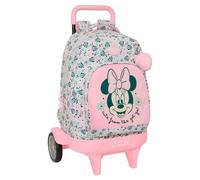 Safta | Mochila Grande con Ruedas Minnie Mouse Minty Compact Evolution Extraíble, 93 cm Alto (Abierta), Acolchada y Ergonómica, Portabotellas, Bandeja PVC, Ruedas Silenciosas, Medidas 33x22x45 cm