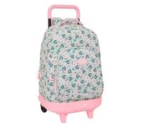 SAFTA | Mochila Grande con Ruedas Minnie Mouse Minty Compact Extraíble, 2 Compartimentos, Hombreras y Espalda Acolchadas, Organizador, Bolsillos Portabotellas, Asa Extraíble 86 cm, Medidas 32x21x45 cm
