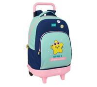 Safta | Mochila Grande con Ruedas Mr. Wonderful Estrella Compact Evolution Extraíble, Lavable, Gran Capacidad, Espalda Acolchada, Portabotellas, Base Reforzada, Medidas 33x22x45 cm