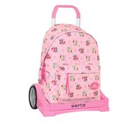 Safta | Mochila Grande con Ruedas Princesas Disney Compact Evolution Extraíble, Carro Integrado 85 cm Alto, Mochila Escolar con Portátil 14,1″, Espalda Acolchada, Mochila Niña, Medidas 31x13x43 cm