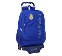 Safta | Mochila Grande con Ruedas Real Madrid Compact Evolution Extraíble, Carro 905 Integrado 85 cm Alto, 2 Compartimentos, Portabotellas, Hombreras Ergonómicas Acolchadas, Medidas 32x16x44 cm