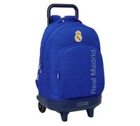 Safta | Mochila Grande con Ruedas Real Madrid Compact Extraíble, Lavable, Espalda y Hombreras Acolchadas, Gran Capacidad, Portabotellas, Base Reforzada, Fabricado en España, Medidas 33x22x45 cm