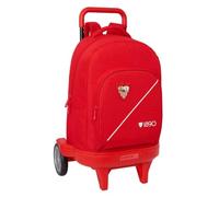 Safta | Mochila Grande con Ruedas Sevilla FC Compact Evolution Extraíble, Lavable, Carro con Asa Bloqueo y Ruedas Ultrasilenciosas Antivibración, Espalda Acolchada, Portabotellas, Medidas 33x22x45 cm