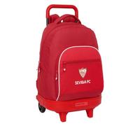 Safta | Mochila Grande con Ruedas Sevilla FC Compact Evolution Extraíble, Lavable, Espalda y Hombreras Acolchadas, Portabotellas, Base Reforzada, Material Resistente al Agua, Medidas 33x22x45 cm