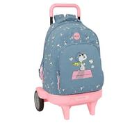 Safta | Mochila Grande con Ruedas Snoopy Compact Evolution Extraíble, Lavable, Carro Integrado 93 cm, Espalda y Hombreras Acolchadas, Portabotellas, Bandeja PVC, Mochila Niña, Medidas 33x22x45 cm