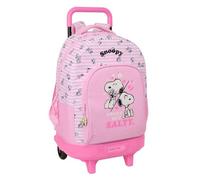 Safta | Mochila Grande con Ruedas Snoopy Compact Evolution Extraíble, Rosa, Mochila Escolar con Carro Integrado, Espalda y Hombreras Acolchadas, Portabotellas, Base Reforzada, Medidas 33x22x45 cm