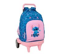 Safta | Mochila Grande con Ruedas Stitch Lilo Compact Evolution Extraíble, Carro Integrado 93 cm Alto, Espalda y Hombreras Acolchadas, Portabotellas, Bandeja PVC, Mochila Niña, Medidas 33x22x45 cm