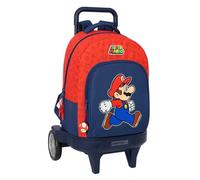 Safta | Mochila Grande con Ruedas Super Mario Trick Compact Evolution Extraíble, 93 cm Alto (Carro), Mochila Escolar Lavable, Espalda y Hombreras Acolchadas, Portabotellas, Medidas 33x22x45 cm