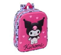 Safta | Mochila Guardería 3D Kuromi, Mochila Escolar Infantil con Compartimento Principal con Cremallera y Asa Superior, Diseño Relieve Frontal, Mochila Niña, Medidas 22x10x27 cm