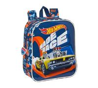 HOT WHEELS Speed Club - Mochila Infantil, Mochila Niño, Mochila Escolar, Adaptable a Carro, Ideal para Guardería, Cómoda y Versátil, Calidad y Resistencia, 22x10x27 cm, Color Azul marino y naranja