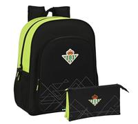 SAFTA | Mochila Junior Adaptable a Carro REAL BETIS + Estuche Triple REAL BETIS - Kit SAFTA Escolar Mochila y Estuche REAL BETIS - Mochila + Estuche Diseño Único y Licencia Oficial