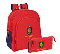 Safta | Mochila Junior Adaptable a Carro SELECCION ESPAÑA FUTBOL + Estuche Triple SELECCION ESPAÑA FUTBOL - Kit Escolar Mochila y Estuche - Mochila + Estuche Diseño Único y Licencia Oficial