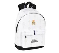Safta, Mochila Juvenil para Portátil 14.1" de Real Madrid 1ª Equipación 22/23, 310x160x410 mm Unisex niños, Negra y blanca, Estándar
