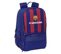 Safta | Mochila Pádel FC Barcelona, Compartimento Raqueta con Cremallera Bloqueo, Bolsillo Portátil 14,1″, Zapatillero, Antirrobo, Espalda Ergonómica Acolchada, Azul y Granate, Medidas 30x17x42 cm