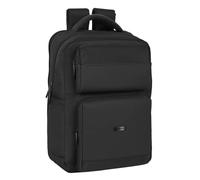 Safta, Mochila para Portátil 15.6'' y USB con 2 Bolsillos Sevilla FC Premium, 310x130x440 mm Unisex niños, Negra, Estándar
