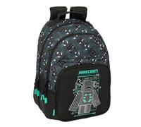 SAFTA | Mochilas Escolares Minecraft Adaptables a Carro, 32x42-44x15-16 cm, Doble Compartimento con Cremallera, Espalda y Hombreras Ergonómicas Acolchadas, Bolsillos Portabotellas, Medidas 32x15x42 cm