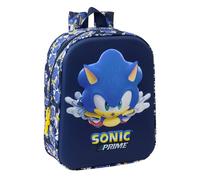 SAFTA | Mochilas Escolares Sonic Adaptables a Carro Hombreras y Espalda Ergonómicas Acolchadas, Mochila Infantil con Relieve, Compartimento Principal con Cremallera y Asa Superior, Talla Única, Azul C