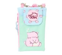 Safta | Monedero Móvil Pembe The Pink Cat, 10x19 cm, Funda para Teléfono hasta 6,9″, Compartimento con Cremallera para Monedas, Cordón Ajustable para Colgar, Infantil, Vuelta al Cole