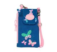 Safta | Monedero Portamóvil Blackfit8 Mariposas, Funda Colgante para Móvil hasta 6,9″, Compartimento con Cremallera para Monedas, Cordón Ajustable, Escolar Infantil, Azul y Rosa, Medidas 10x19 cm