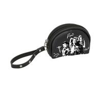 Safta | Monedero XS K-Pop Demon Hunters Spirit, Un Compartimento con Cremallera, Formato Compacto, Asa de Muñeca con Tachuelas, Negro, Organizador para Monedas y Llaves, Medidas 9,5x3x7 cm
