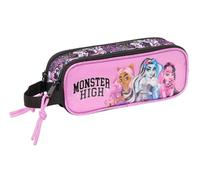 SAFTA Monster High Drama - Portatodo Doble Niño, Estuche Infantil, Estuche Niño, Ideal para Niños en Edad Escolar, Cómodo y Versátil, Calidad y Resistencia, 21x6x8 cm