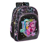 Safta MONSTER HIGH - Mochila Escolar Niño, Mochila Niño, Mochila Infantil, Adaptable a Carro, Ideal para Niños en Edad Escolar, Cómoda y Versátil, Calidad y Resistencia, 33x14x42 cm, Color Negro