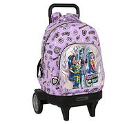 Safta MONSTER HIGH - Mochila Grande con Ruedas, Compact Evolución, Extraíble, Ideal para Niños de Diferentes Edades, Cómoda y Versátil, Calidad y Resistencia, 33x22x45 cm, Color Lila