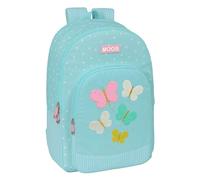 Safta MOOS BUTTERFLIES - Mochila Escolar, Adaptable a Carro, Ideal para Niños de Diferentes Edades, Cómoda y Versátil, Calidad y Resistencia, Color Azul Claro
