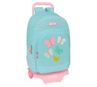 Safta MOOS BUTTERFLIES - Mochila Escolar Grande con Carro 905, Tejido Reciclable, Ideal para Niños de Diferentes Edades, Cómoda y Versátil, Calidad y Resistencia, 30x14x46 cm, Color Azul Claro