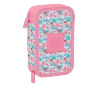 Safta Moos Flores - Estuche Escolar Niño, Estuche con Colores, con 28 Útiles Incluidos, Ideal para Niños de 5 a 14 Años, Cómodo y Versátil, Calidad y Resistencia, 12.5x4x19.5 cm, Color Multicolor