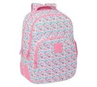 Safta MOOS FLORES - Mochila Doble Adaptable Carro, Tejido Reciclable, Ideal para Niños de Diferentes Edades, Cómoda y Versátil, Calidad y Resistencia, 32x15x42 cm, Color Multicolor