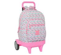Safta MOOS FLORES - Mochila Grande con Ruedas, Compact Evolución, Extraíble, Ideal para Niños de Diferentes Edades, Cómoda y Versátil, Calidad y Resistencia, 33x22x45 cm, Color Multicolor