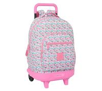 Safta Moos Flores - Mochila Grande con Ruedas, Compacta, Extraíble, Ideal para Niños de Diferentes Edades, Cómoda y Versátil, Calidad y Resistencia, 33x22x45 cm, Color Multicolor
