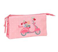 Safta Moos Passion - Portatodo Triple, Tejido Reciclable, Estuche Infantil, Estuche Niño, Ideal para Niños en Edad Escolar, Cómodo y Versátil, Calidad y Resistencia, 22x3x12 cm