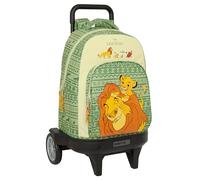 Safta MUFASA - Mochila Grande con Ruedas, Compact Evolución, Extraíble, Ideal para Niños de Diferentes Edades, Cómoda y Versátil, Calidad y Resistencia, 33x22x45 cm, Color Verde/Beige