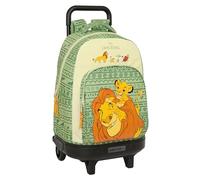 SAFTA Mufasa - Mochila Grande con Ruedas, Compacta, Extraíble, Ideal para Niños de Diferentes Edades, Cómoda y Versátil, Calidad y Resistencia, 33x22x45 cm, Color Verde/Beige
