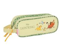 Safta Mufasa - Portatodo Doble Niño, Estuche Infantil, Estuche Niño, Ideal para Niños en Edad Escolar, Cómodo y Versátil, Calidad y Resistencia, 21x6x8 cm, Color Verde/Beige