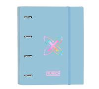 Safta MUNICH AZUL CAPRI - Carpeta 4 Anillas de 35 cm con 100 Hojas A4, Ideal para Niños de Diferentes Edades, Cómoda y Versátil, Calidad y Resistencia, 27x3.5x32 cm, Color